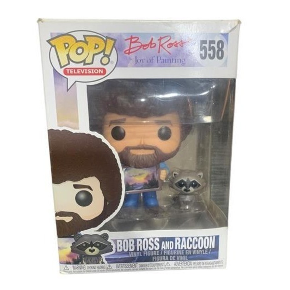 Funko Pop‎ Bob Ross and Raccoon 558 The Joy of Painting Vinyl Figure Mens